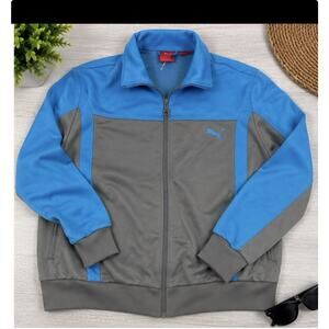 Puma Track Jacket Women’s Medium Gray Blue Full Zip Athletic Jacket